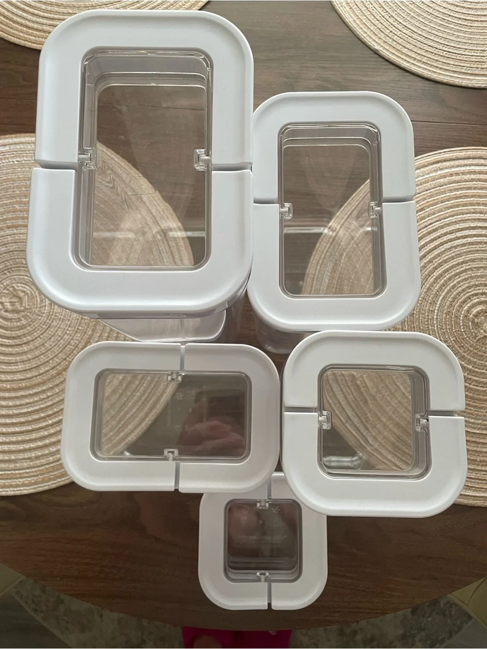 Clear Plastic Food Storage Canister Set with Gray Lids